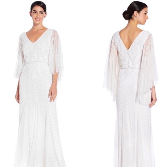 Adrianna Papell Dresses & Skirts - Adrianna-Papell needed flutter sleeves long evening Gown